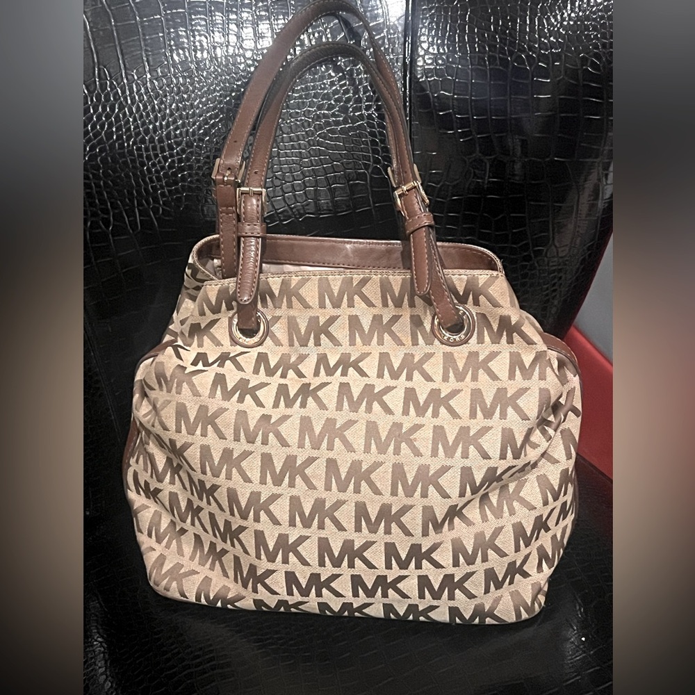 Michael Kors Tan and Brown Logo Tote